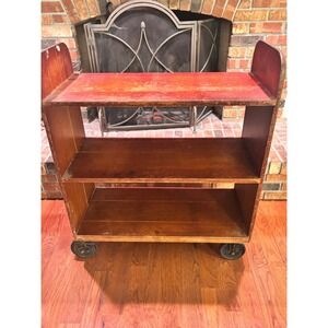 Vintage Gaylord Bros Inc Wood San Francisco Library Book Industrial Trolley Rare